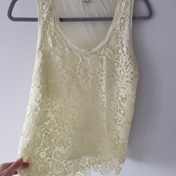 J. Crew Crochet Floral Lace Front Overlay Tank szS - Picture 7 of 15
